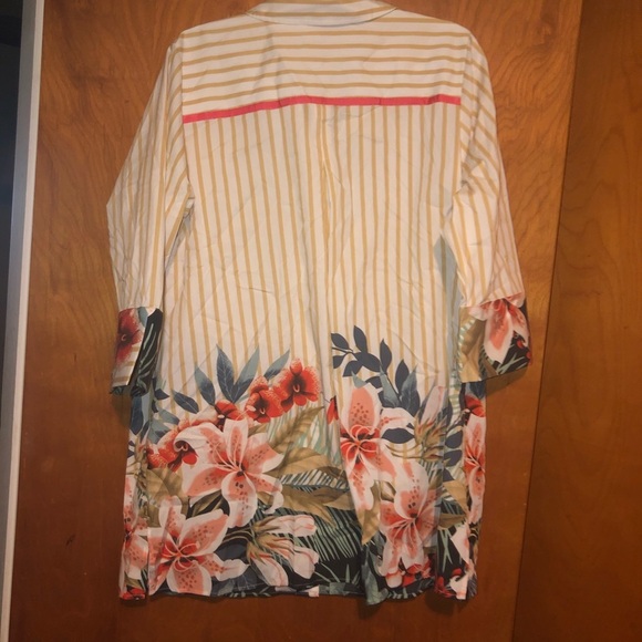 Soft surroundings Striped Floral Tunic top 1x - Picture 3 of 5